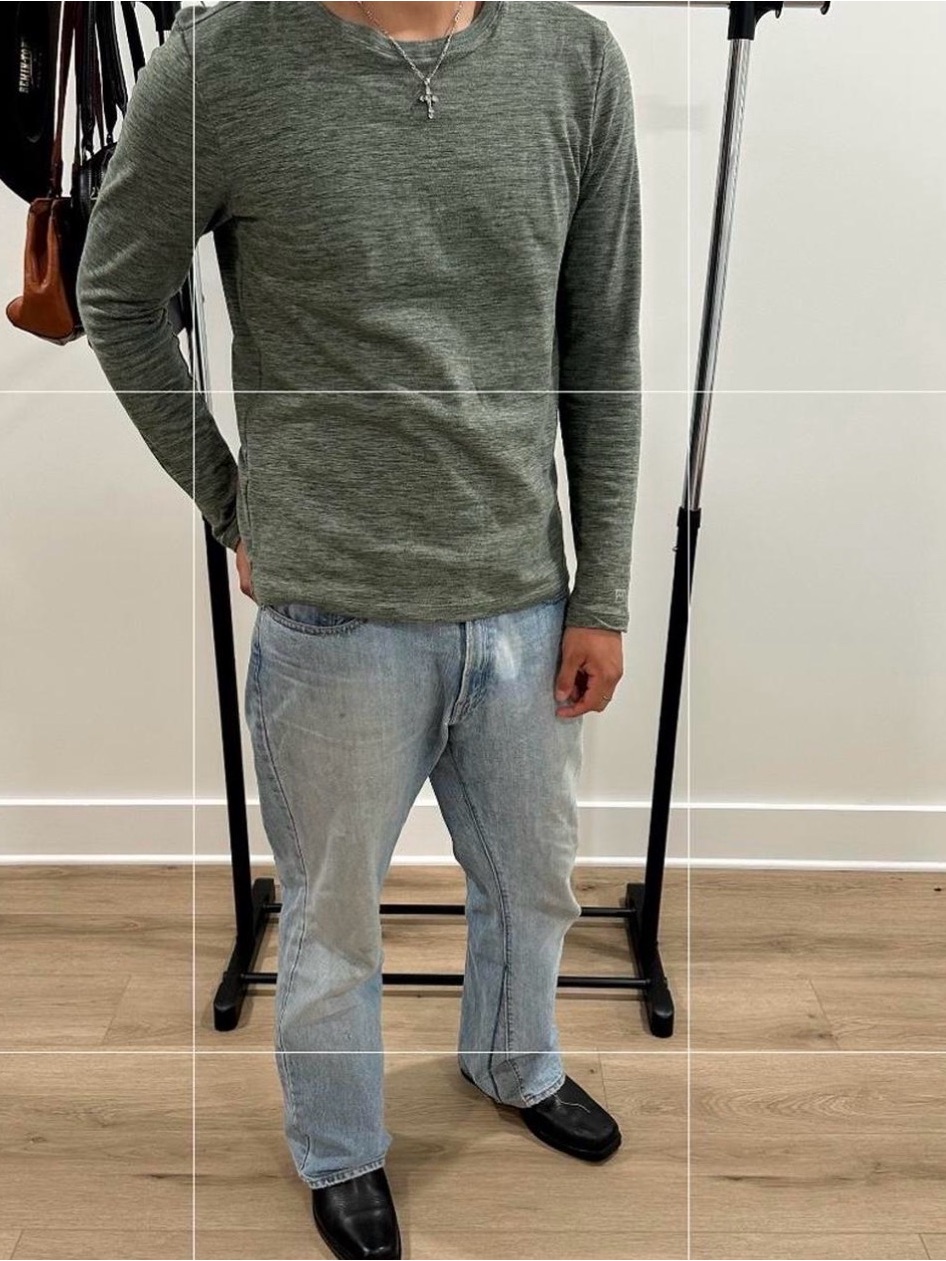 Men's Olive Green Long Sleeve Crew Neck Sweatshirt